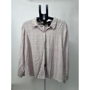 Eileen Fisher Check‎ Pattern Long Sleeve Collared Button Up Shirt Size 1X